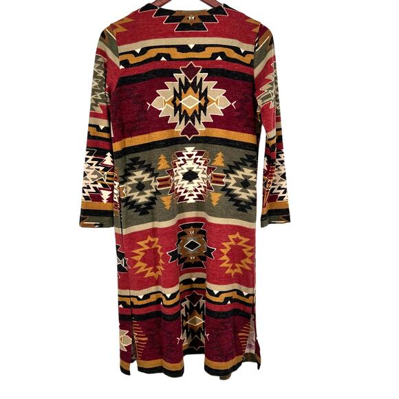 Ali Miles Sz Small Knit Sweater Jacket Blouse Shirt Top Aztec Red Ranch Montana - Picture 10 of 10